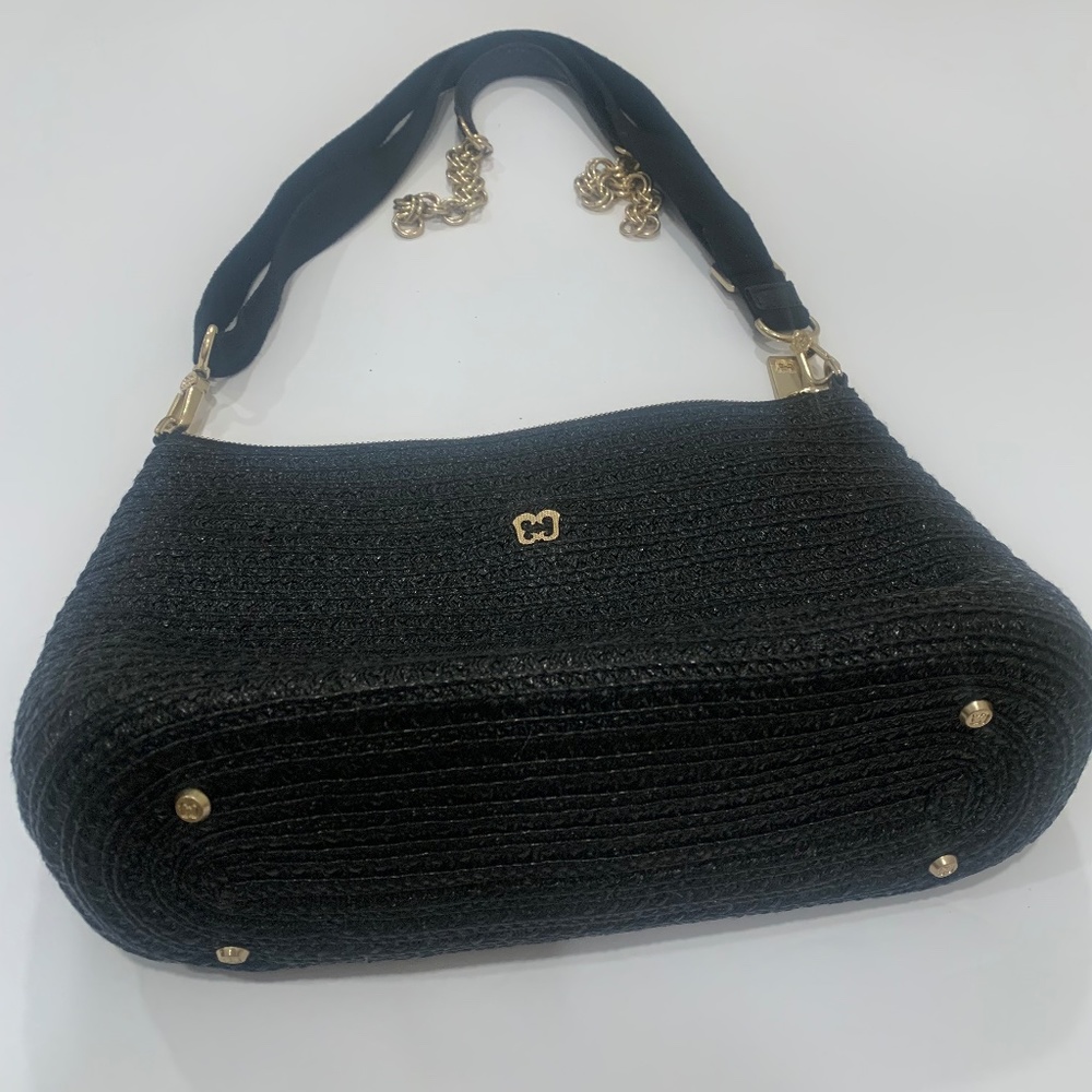 Eric Javits black straw purse